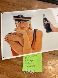Very Rare 1970's things go better with Coke Coca Cola Metal sign Captain Woman