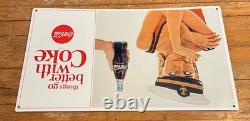 Very Rare 1970's things go better with Coke Coca Cola Metal sign Captain Woman