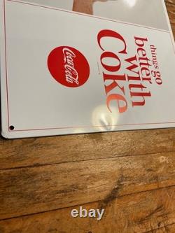 Very Rare 1970's things go better with Coke Coca Cola Metal sign Captain Woman