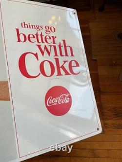 Very Rare 1970's things go better with Coke Coca Cola Metal sign Captain Woman