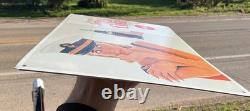 Very Rare 1970's things go better with Coke Coca Cola Metal sign Captain Woman