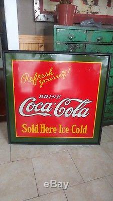 Very Rare Vintage Dated 1927 Drink Coca Cola Sold Here Ice Cold 29 Tin Sign