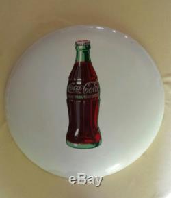 Very nice vintage Coca Cola white porcelain 24 button with Coke bottle
