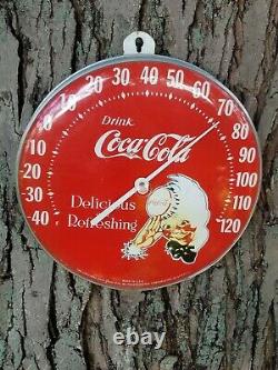 VintageCoca Cola Ohio Jumbo Dial Thermometer With1940's Sprite Boy Logo
