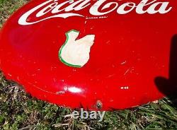 Vintage 18 Inch Coca Cola Beba Metal Button Sign