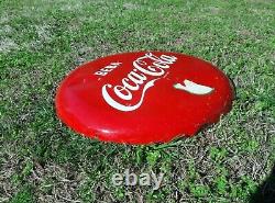 Vintage 18 Inch Coca Cola Beba Metal Button Sign