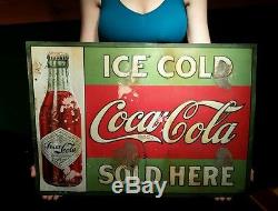 Vintage 1908 Coca Cola Soda Drink Sign Diamond Label Bottle Century Old Rare
