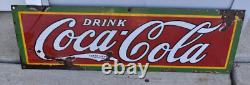 Vintage 1920s DRINK Coca Cola Coke SODA POP SSP Porcelain Advertising Sign