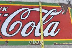 Vintage 1920s DRINK Coca Cola Coke SODA POP SSP Porcelain Advertising Sign