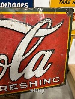 Vintage 1923 Bottle Coca-Cola Metal Sign GAS OIL SODA 35 x 12