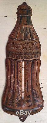 Vintage 1923 Metal Coca Cola Bottle Thermometer Sign Christmas Day 1923