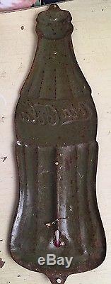 Vintage 1923 Metal Coca Cola Bottle Thermometer Sign Christmas Day 1923