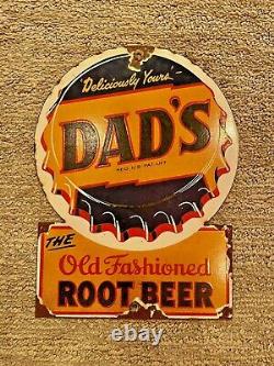 Vintage 1930-40's Ingram Richardson Dad's Porcelain Old Fashioned Root Beer Sign