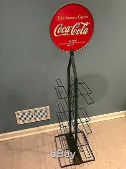 Vintage 1930's Coca Cola Rack Display with Sign Six Pack Drink Soda Advertising