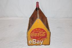 Vintage 1930's Coca Cola Soda Pop Wood Bottle 6 Pack Carrier Sign