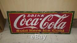 Vintage 1930's Porcelain Enamel Coca Cola Coke Sign