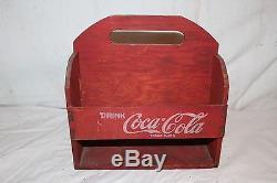 Vintage 1930's Wood Coca Cola Soda Pop 6 Bottle Carrier SignNice Condition