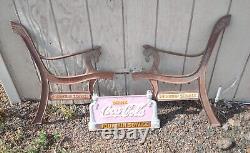 Vintage 1930s Coca Cola Cast Iron Bench Sign With Cast Iron Arm Rests