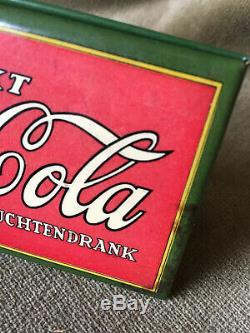 Vintage 1930s Coke Coca-Cola Tin Over Celluloid Table Sign Or Menu Holder
