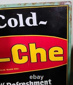 Vintage 1930s Mit-Che Soda Pop Metal Tin Sign, Bottle Advertising Cola Genuine