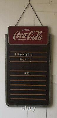 Vintage 1930s Wood Coca Cola 24 x 13 3/4 Menu Board Sign by Kay Displays Inc