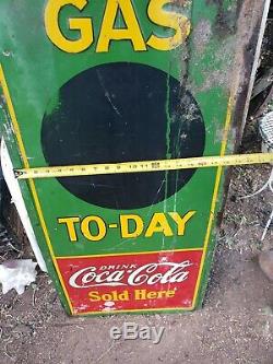 Vintage 1932 Robertson Drink Coca-Cola Sold Here Gas To-day Advertising Sign