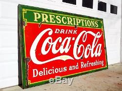 Vintage 1933 Original Porcelain Prescriptions Coke Sign Coca Cola 30's WILL SHIP
