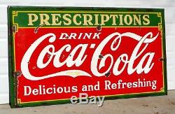 Vintage 1933 Original Porcelain Prescriptions Coke Sign Coca Cola 30's WILL SHIP