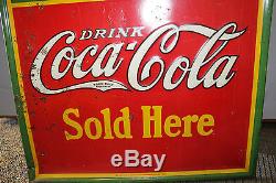 Vintage 1934 Coca Cola Soda Service / Gas To-day Station Embossed Sign