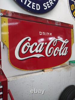 Vintage 1935 USA Coca Cola Soda Fountain Bottle Porcelain Advertising Sign