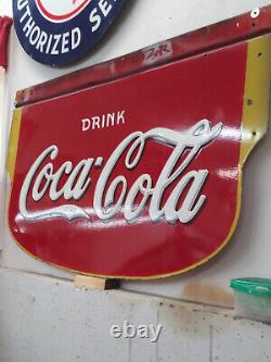 Vintage 1935 USA Coca Cola Soda Fountain Bottle Porcelain Advertising Sign