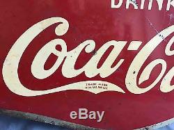Vintage 1936 Drink Coca-Cola 2 Sided Flange Advertising Soda Sign