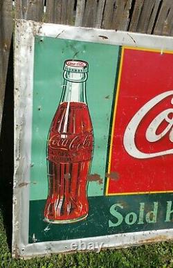 Vintage 1937 American Artworks Inc. Coca Cola 11-36 Sign 57×36½ inches Ohio USA