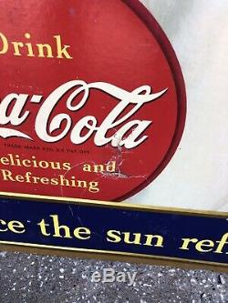 Vintage, 1937 Coca Cola Cardboard Sign, Litho, Most Sought After. Advertising