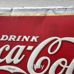 Vintage 1937 Coca Cola Delicious And Refr Eshing Embossed Tin Sign Robertson