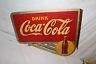 Vintage 1938 Coca Cola Soda Pop Gas Station 2 Sided 24 Metal Flange Sign