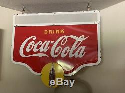 Vintage 1938 Original Coca-Cola Enameled Porcelain Advertising Sign-Beautiful