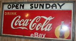 Vintage 1939 Coca-Cola PM Framed Soda Pop Advertisement Sign 72 x 36