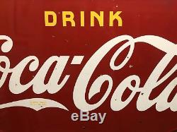 Vintage 1940 Drink Coca Cola COKE Large Bowling Alley 2 Sided Porcelain Sign