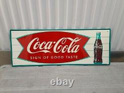 Vintage 1940's-1950's Coca Cola Sign of Good Taste Fishtail Metal Sign