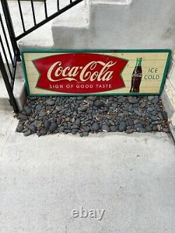 Vintage 1940's-1950's Coca Cola Sign of Good Taste Fishtail Metal Sign 53