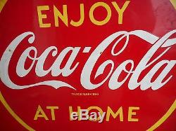 Vintage 1940's Coca Cola 25c Carton Soda Pop 2 Sided 16 Metal Sign