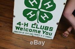 Vintage 1940's Cortland County 4-H Horse Sign Dairy Cow Farming Agricultural BIG