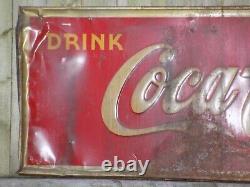 Vintage 1940's Drink Coca Cola Embossed Sign