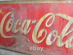Vintage 1940's Drink Coca Cola Embossed Sign