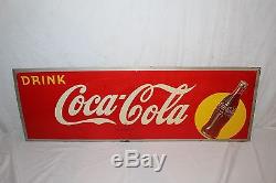 Vintage 1940's Drink Coca Cola Soda Pop Bottle Gas Station 34 Metal Sign