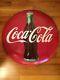 Vintage 1940s-1950s Coca Cola Button Soda Coke Bottle 24 Metal Sign NO RESERVE