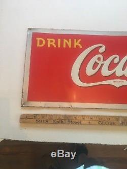 Vintage 1940s Coca Cola Embossed Metal Sign