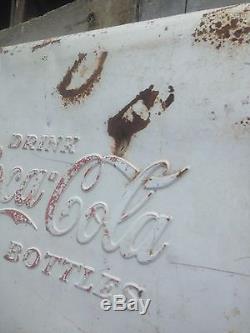 Vintage 1940s Coke Machine Door CocaCola Bottling Co Metal Large Wall Sign Art