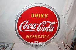 Vintage 1941 Coca Cola Soda Pop 2 Side 32 Lollipop Porcelain Metal Sign WithFrame